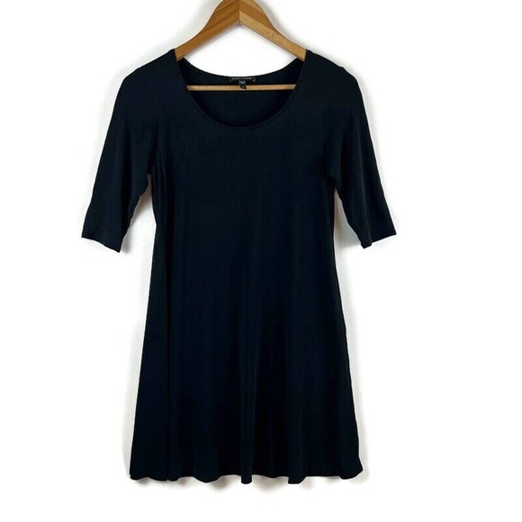 Eileen Fisher Dresses & Skirts - Eileen Fisher Dress Womens XS Black 100% Silk Pleated 3/4 Sleeves Fit and Flare